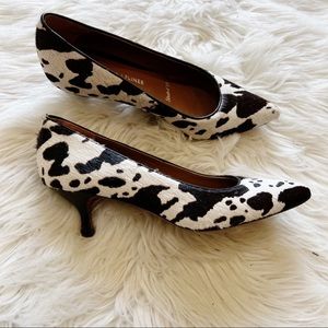 Donald J. Pliner Brown & White Cowhide Print Calf Hair Rome Heels Size 6M